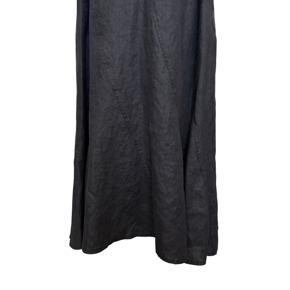 Talbots Irish Linen Midi Dress 14W Black Minimalist Office Summer Career LBD - Picture 5 of 10